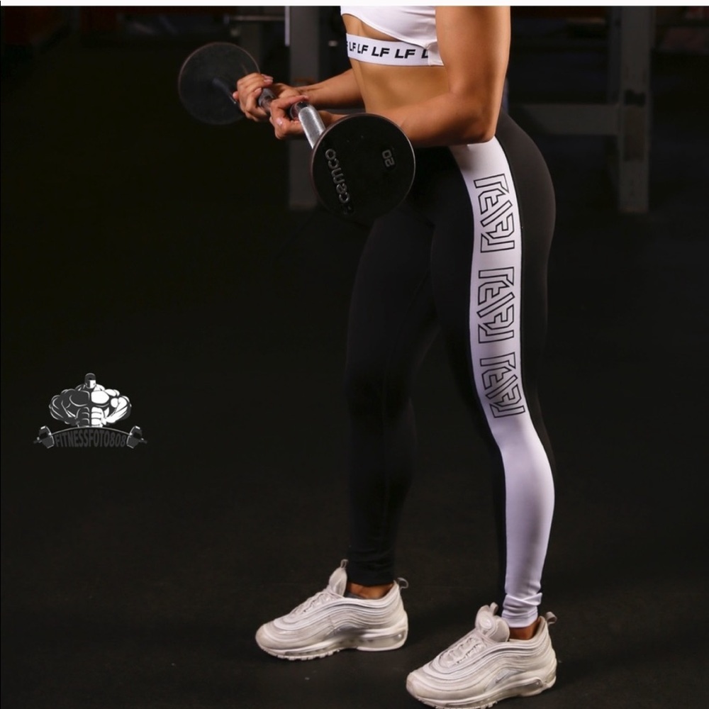 LF Brand Logo Black and White Leggings - Picture 3 of 7